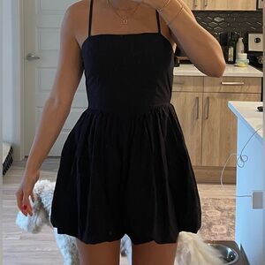 Black dip waist mini dress